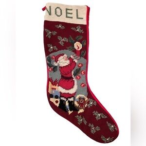 Classic Domain Needlepoint Christmas Stocking Santa Claus Noel Holiday Decor